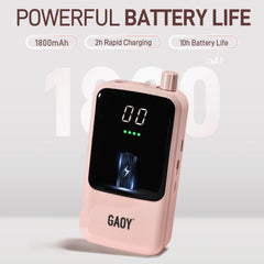 GAOY nail drill LED display close-up showing RPM and battery status.