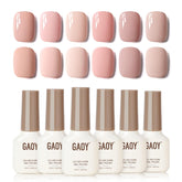 GAOY Macaron gel set peach-pink nude swatches for office-ready nails