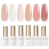 GAOY Milky Jelly Nude 6-colors package shows versatile sheer shades for DIY nails.