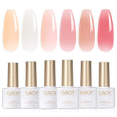 GAOY Milky White Jelly Nude set packaging showing six colors for at-home nails
