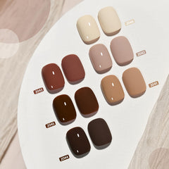 GAOY white nail swatch from nude brown fall set highlights clean and versatile finish