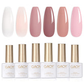 GAOY Pink Nude Gel Nail Polish Set pack-shot shows six neutral shades for at-home nail art