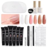 GAOY Poly Gel Nail Kit colors set with labeled tubes for precise color matching.