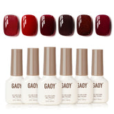 GAOY red gel nail polish set packaging swatch for at-home manicure