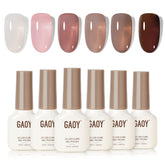 GAOY Rose Brown Jelly Gel Nail Polish color set for at-home manicures.