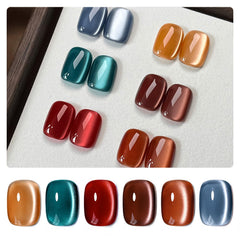 GAOY Silk Glitter Cat Eye Set with 6 colors enables easy at-home nail art.