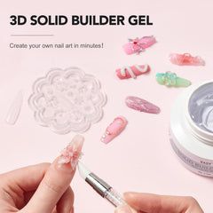 GAOY solid builder gel extension steps show quick, mess-free 3D nail design.