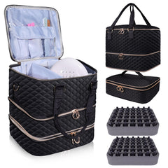 GAResy nail polish organizer case top view shows three layers for organized storage and lamp space.