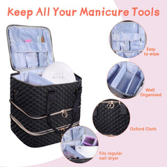 GAResy nail polish organizer case displays 84-bottle capacity and upright protection in lower layers.