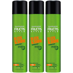Garnier Fructis Sleek & Shine hairspray bottle with ultra-strong hold for sleek styles.
