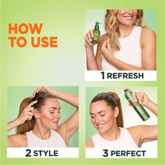 Garnier Fructis Sleek & Shine hairspray delivers frizz-free look during styling.