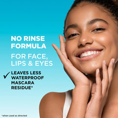 Garnier Micellar Water cotton pad removal demonstrates easy makeup removal without rubbing.