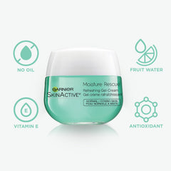 Garnier Moisture Rescue gel-cream texture swatch highlighting lightweight, non-greasy hydration