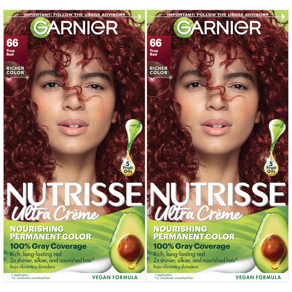 Garnier Nutrisse true red pomegranate application with even color uptake and vibrant red shine.
