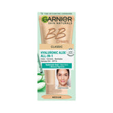 Garnier Skin Naturals Classic Hyaluronic Aloe All-in-1 BB Cream bottle-pour showcases lightweight hydration.