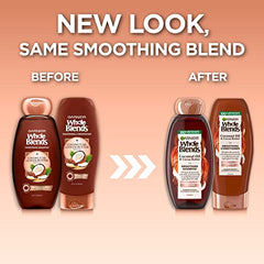 Garnier Whole Blends cocoa butter conditioner tube suggesting nourished ends and smoothness
