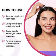 GBG Hairline Powder filling bald spots for natural-looking density.