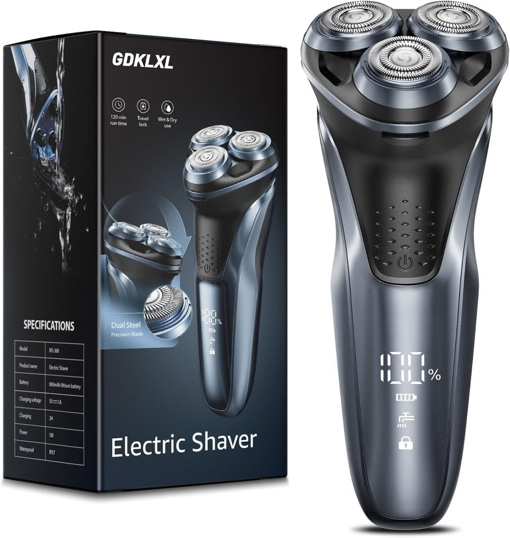 GDKLXL electric razor with 5D floating head for precise contouring and reduced irritation.