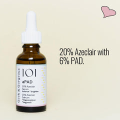 Geek & Gorgeous aPAD 6-percent azeloyl diglycinate detail highlights gentle tone support.
