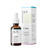 Geek & Gorgeous C-Glow bottle closeup with vitamin C antioxidant protection.