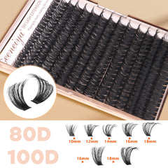 Geeneiya 80P+100P cluster lashes for fuller look with fewer pieces