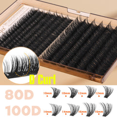 Geeneiya pink eyelash brush for blending clusters with natural lashes.