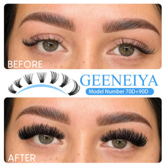 Geeneiya Wispy Lash Clusters Kit 70D and 90D bundles for volume.