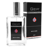 Geir Ness Geir Eau de Parfum spray bottle closeup highlighting premium packaging and lasting scent.