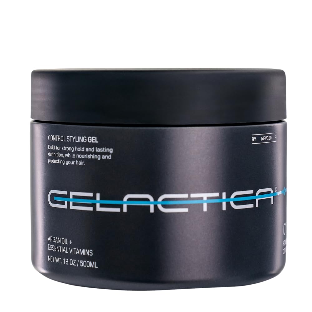 Gelactica Max Control bottle front shows strong hold for all-day sleek looks.