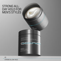 Gelactica Max Control hair styling slick-back demonstrates durable hold without flaking.