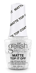 Gelish Matte Top It Off bottle closeup shows matte finish