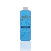 Gelish Nail Surface Cleanse bottle closeup demonstrates tacky residue removal for a glossy finish.