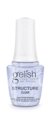 Gelish Structure Gel Clear bottle shows a strong, smooth, self-leveling finish.