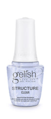 Gelish Structure Gel Clear bottle shows a strong, smooth, self-leveling finish.
