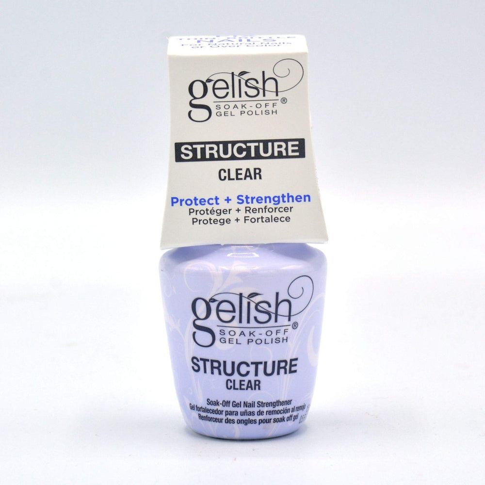 Gelish Structure Gel Clear 0.5oz bottle for durable nail extensions.