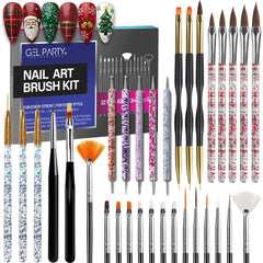 GEL PARTY Nail Art Brush Kit cover shows organized brushes for easy access.