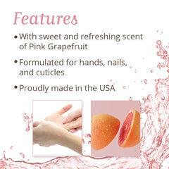 Gena Mani Spa Massage Lotion pink grapefruit scent enhances a refreshing massage.