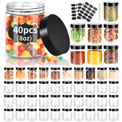 Gencywe 40-pack 8oz plastic jar wide-mouth for easy filling and organization.