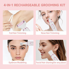 Generic 4in1 electric shaver eyebrow-trimmer closeup for precise brow shaping and peach-fuzz removal.