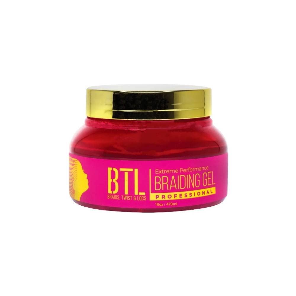 Generic BTL braiding gel bottle with extreme hold for defined protective styles and no residue.