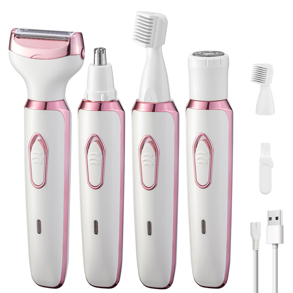 Generic electric razor for women 4-in-1 kit use highlights precise grooming for facial hair removal.