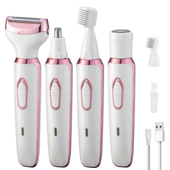Generic electric razor for women 4-in-1 kit use highlights precise grooming for facial hair removal.