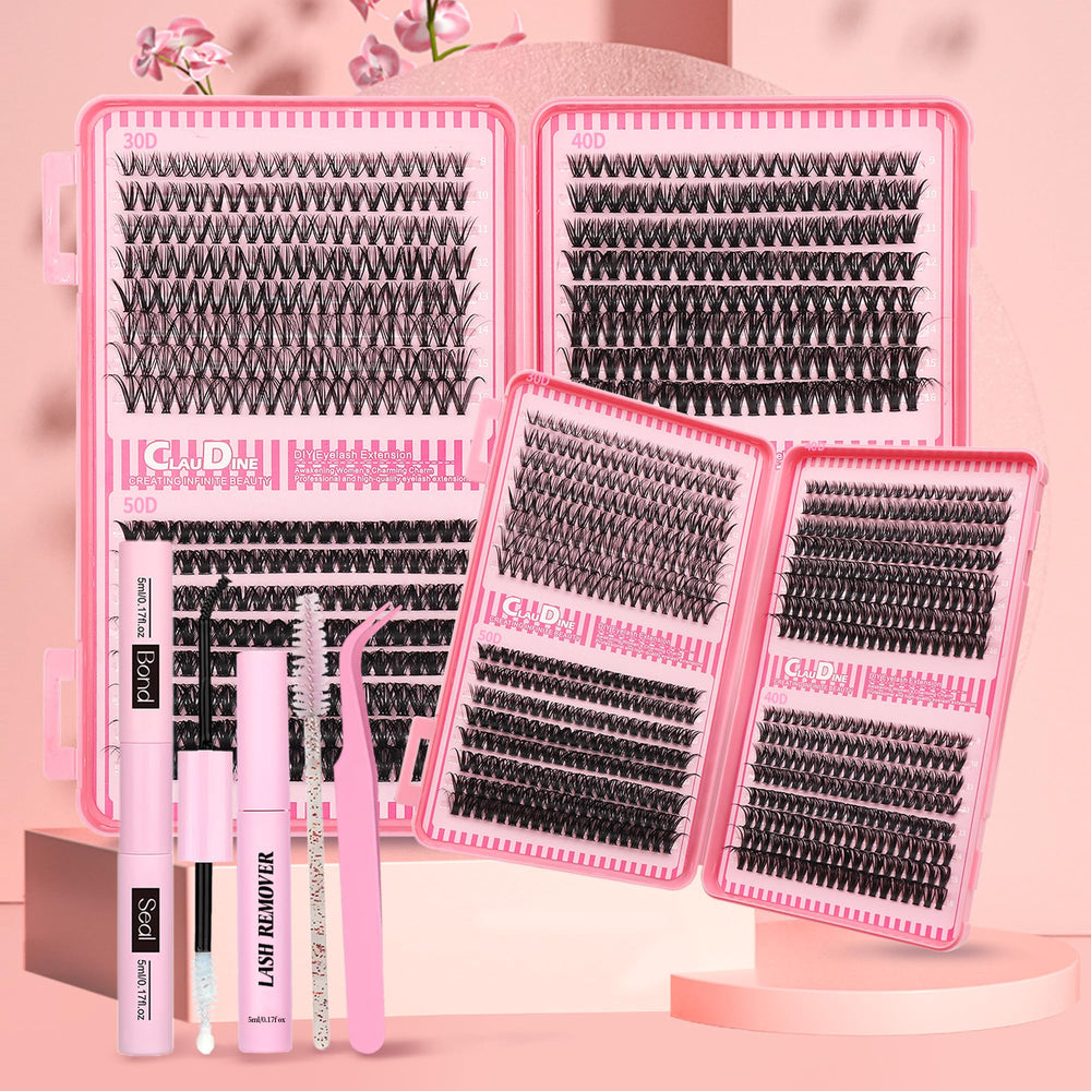 Generic lash extension kit shows 640 clusters for customizable looks.