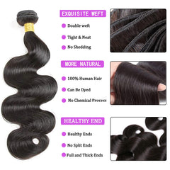 Generous bundles closure Brazilian body wave 16inch full-length display for dramatic style.