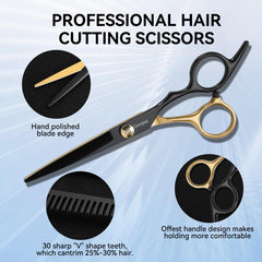 Genpai barber scissors ergonomic handle ensure comfortable extended trimming sessions.