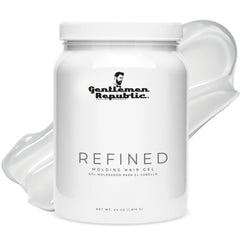 Gentlemen Republic Refined Gel bottle closeup showing strong hold and USA-made quality.