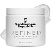 Gentlemen Republic Refined Hair Gel bottle front shows premium hold for polished hairstyles.