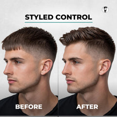 Gentlemen Republic Refined Hair Gel shine-application shows high-sheen, refined look.