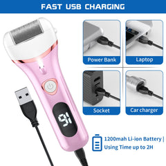 Geopu electric foot callus remover LCD display shows power status for informed grooming.