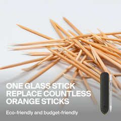 GERMANIKURE cuticle stick glass tip closeup enables delicate, precise trimming of dead skin.